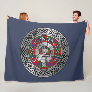 Clan Donnachaidh   Robertson Crest & Tartan Knot Fleece Blanket