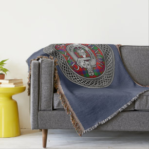 Clan Donnachaidh   Robertson Crest & Tartan Knot Throw Blanket