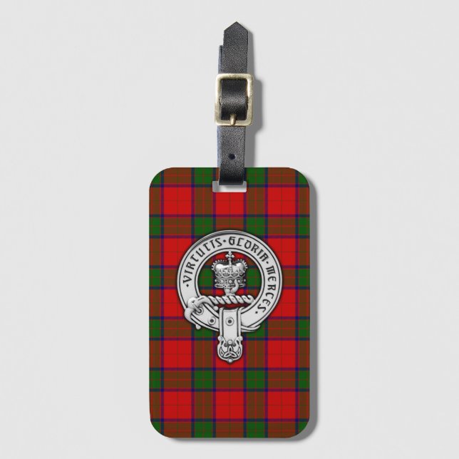 Clan Donnachaidh (Robertson) Crest & Tartan Luggage Tag (Front Vertical)