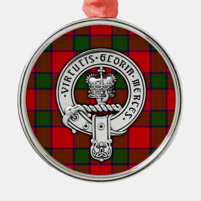 Clan Donnachaidh (Robertson) Crest & Tartan Metal Tree Decoration (Front)