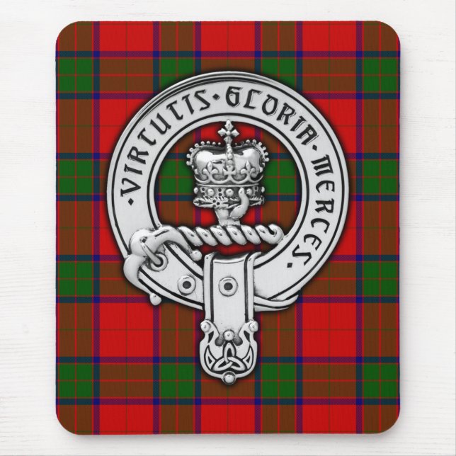 Clan Donnachaidh (Robertson) Crest & Tartan Mouse Mat (Front)