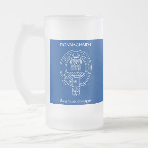 Clan Donnachaidh (Robertson) Crest & War Cry Frosted Glass Beer Mug