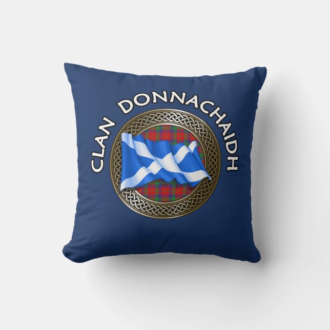 Clan Donnachaidh | Robertson Tartan Knot & Flag Cushion (Front)