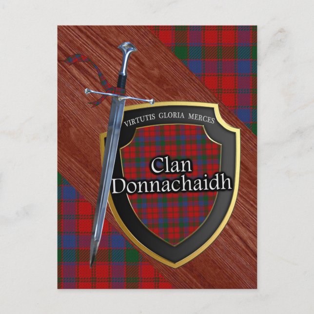 Clan Donnachaidh Tartan Sword & Shield Postcard (Front)