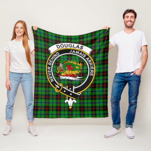 Clan Douglas Black Tartan Plaid Fleece Blanket