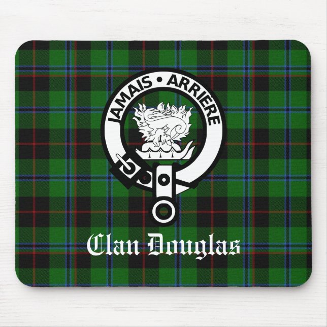 Clan Douglas Crest Badge & Tartan Mouse Mat (Front)