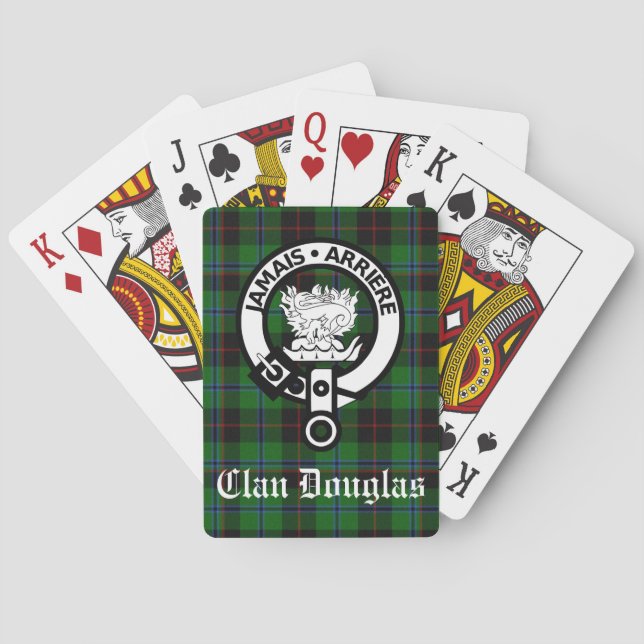 Clan Douglas Crest Badge & Tartan Playing Cards (Back)