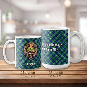 Clan Douglas Crest over Tartan Coffee Mug