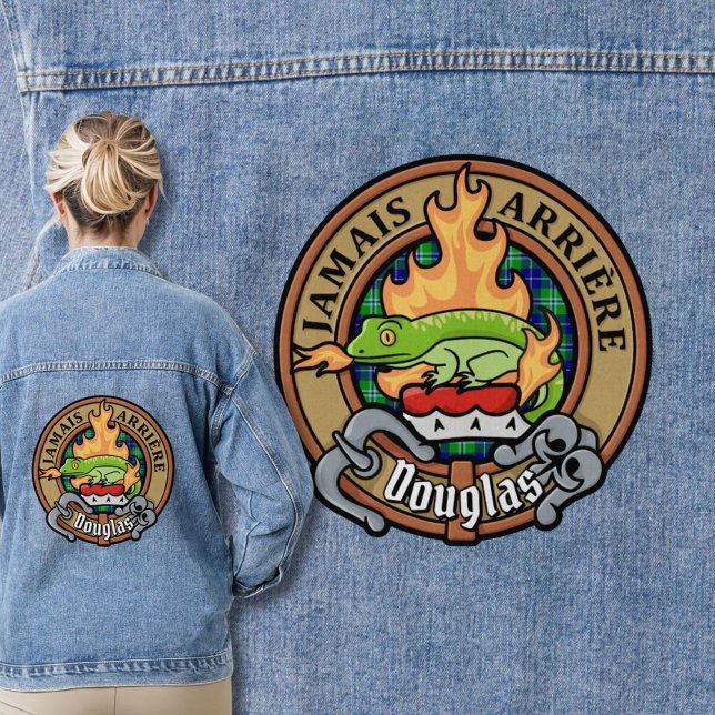 Clan Douglas Crest over Tartan Denim Jacket (Creator Uploaded)