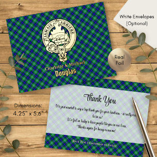 Clan Douglas Crest over Tartan Foil Invitation Postcard