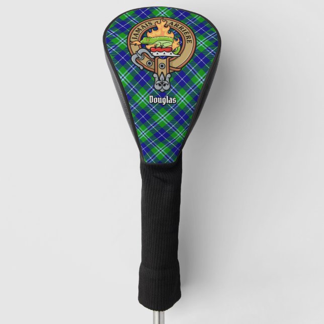 Clan Douglas Crest over Tartan Golf Head Cover (Front)