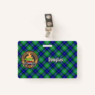 Clan Douglas Crest over Tartan ID Badge