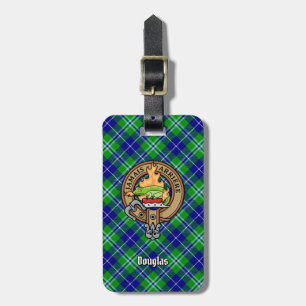 Clan Douglas Crest over Tartan Luggage Tag