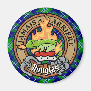 Clan Douglas Crest over Tartan Magnet