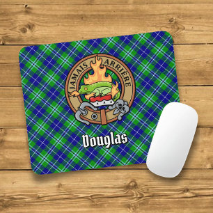 Clan Douglas Crest over Tartan Mouse Mat
