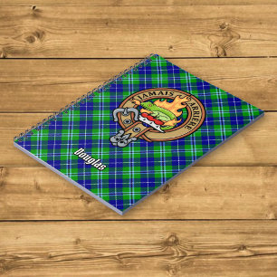 Clan Douglas Crest over Tartan Notebook