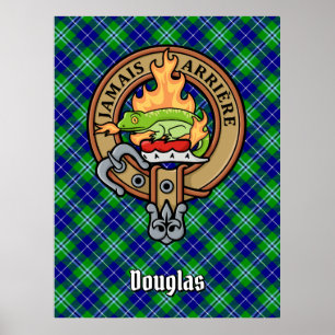 Clan Douglas Crest over Tartan Poster