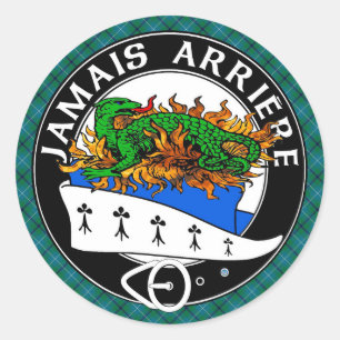 Clan Douglas Crest with Modern Douglas Tartan  Classic Round Sticker