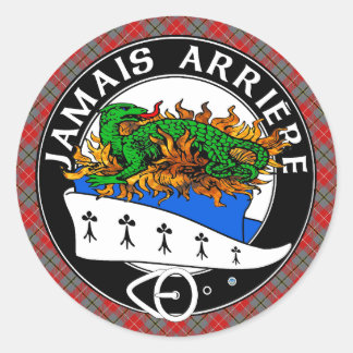 Clan Douglas Crest with Red Douglas Tartan  Classic Round Sticker