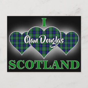 Clan Douglas I Love Scotland Tartan Heart Postcard