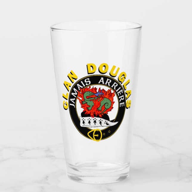 Clan Douglas "Jamais Arrière" 16oz Glass Tumbler (Front)