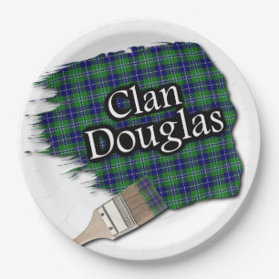 Clan Douglas Scottish Tartan Paint Brush Paper Plate