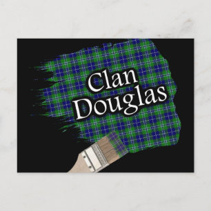 Clan Douglas Scottish Tartan Paint Brush Postcard