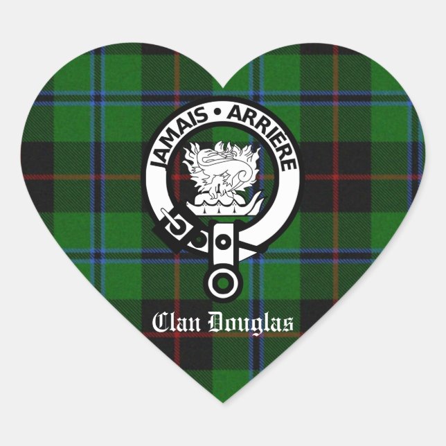 Clan Douglas Tartan Crest Heart Sticker (Front)