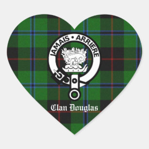 Clan Douglas Tartan Crest Heart Sticker