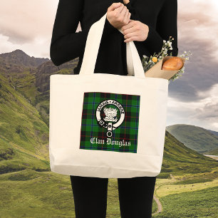 Clan Douglas Tartan Crest Large Tote Bag