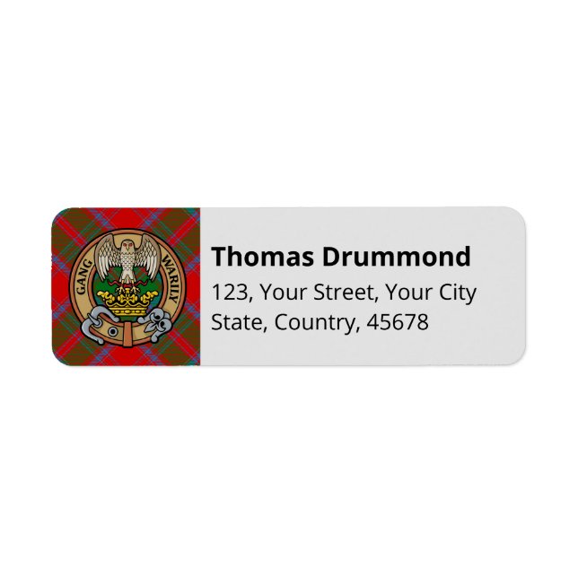 Clan Drummond Crest over Tartan (Front)
