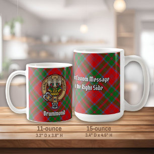 Clan Drummond Crest over Tartan Coffee Mug