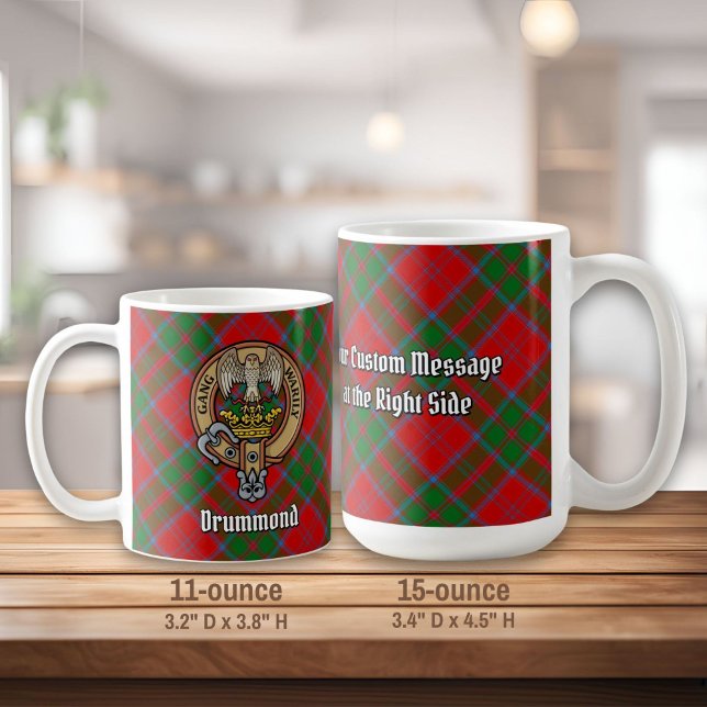 Clan Drummond Crest over Tartan Coffee Mug (Creator Uploaded)