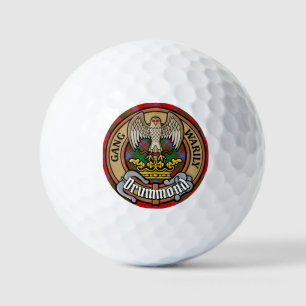 Clan Drummond Crest over Tartan Golf Balls