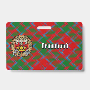 Clan Drummond Crest over Tartan ID Badge