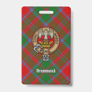 Clan Drummond Crest over Tartan ID Badge