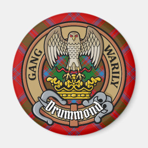 Clan Drummond Crest over Tartan Magnet