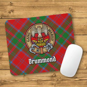 Clan Drummond Crest over Tartan Mouse Mat