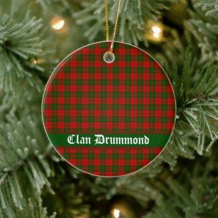 Clan Drummond Tartan Customisable  Ceramic Tree Decoration