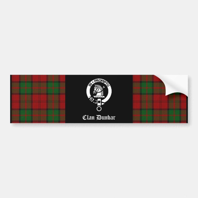 Clan Dunbar Tartan & Crest Badge Bumper Sticker (Front)