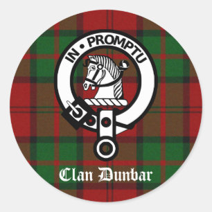 Clan Dunbar Tartan & Crest Badge Classic Round Sticker