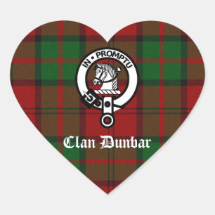 Clan Dunbar Tartan & Crest Badge Heart Sticker