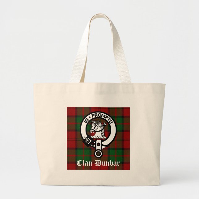Clan Dunbar Tartan & Crest Badge Large Tote Bag (Front)