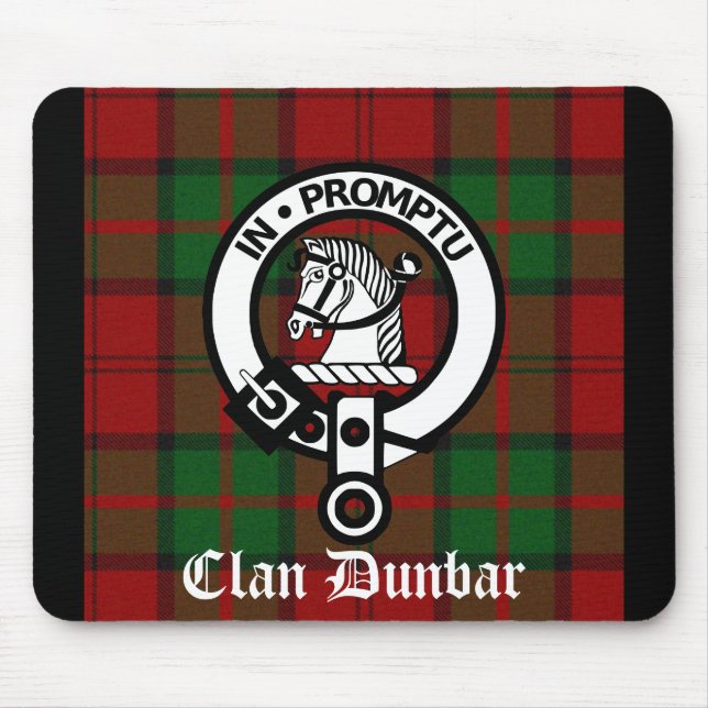 Clan Dunbar Tartan & Crest Badge Mouse Mat (Front)
