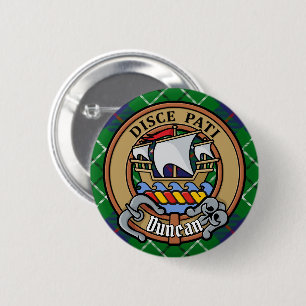 Clan Duncan Crest over Tartan 6 Cm Round Badge