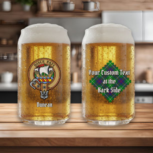 Clan Duncan Crest over Tartan Can Glass