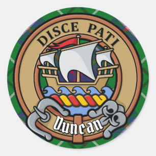 Clan Duncan Crest over Tartan Classic Round Sticker