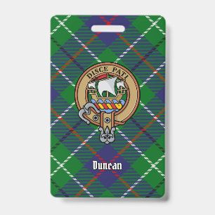 Clan Duncan Crest over Tartan ID Badge