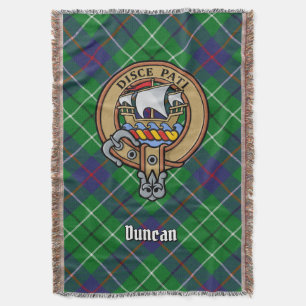 Clan Duncan Crest over Tartan Throw Blanket