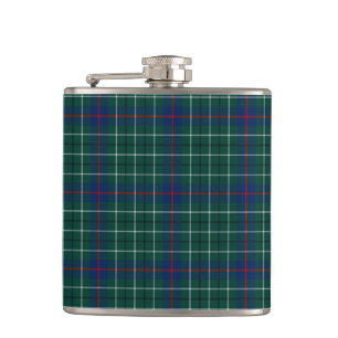 Clan Duncan Green and Blue Scottish Tartan Hip Flask